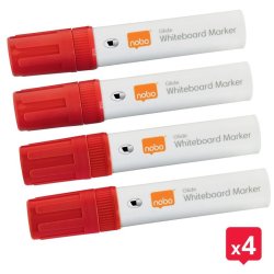 Nobo Whiteboard Marker - Glide Jumbo - Skr spids - 10mm - rd - 4 stk.