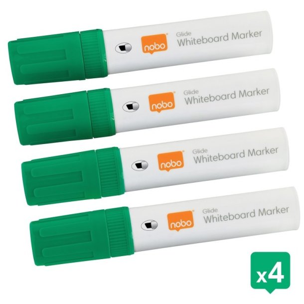 Nobo Whiteboard Marker - Glide Jumbo - Skr spids - 10mm - grn - 4 stk.