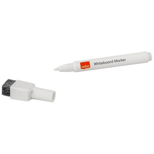 Nobo Whiteboard Marker - rund spids - 2mm - med magnetisk htte - hvid - 6 stk.