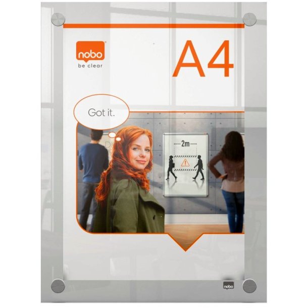 Nobo Akryl A4 skilteholder - Plakatramme til vg montering - Premium Plus