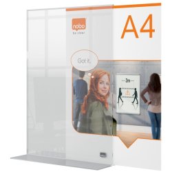 Nobo Skilteholder - akryl T-fod - Premium Plus - A4