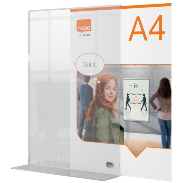 Nobo Skilteholder - akryl T-fod - Premium Plus - A4