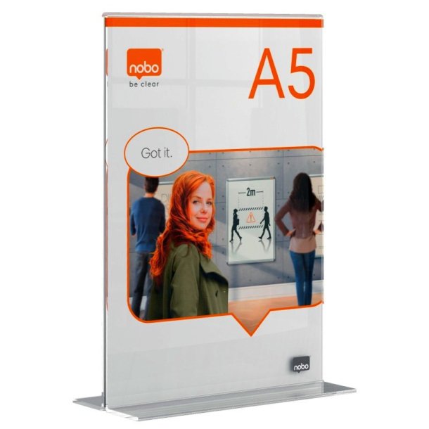 Nobo Skilteholder - akryl T-fod - Premium Plus - A5