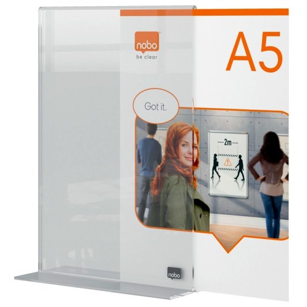 Nobo Skilteholder - akryl T-fod - Premium Plus - A5