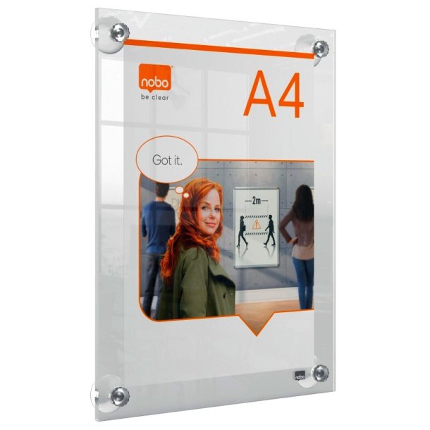 Nobo Akryl A4 skilteholder<br>Plakatramme til vg montering<br>Premium Plus - Sygekop