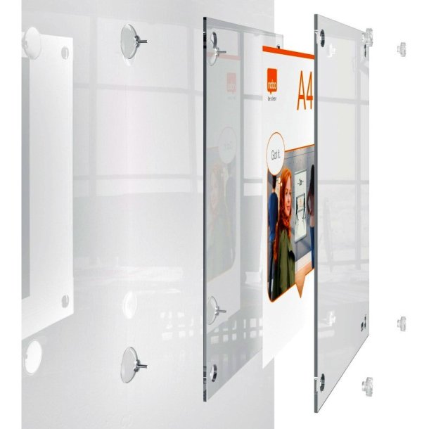 Nobo Akryl A4 skilteholder - Plakatramme til vg montering - Premium Plus - Sugekop