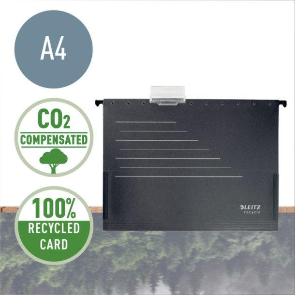 Leitz Hngemappe - med sideluk - recycled - A4 - sort