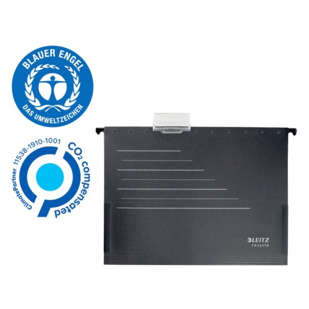 Leitz Hngemappe - med sideluk - recycled - A4 - sort