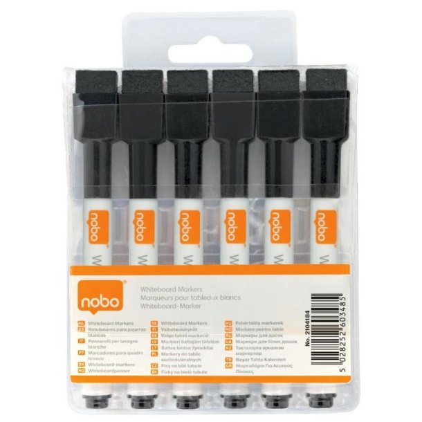 Nobo Whiteboard Marker - med magnetisk htte - rund spids - 2mm - sort