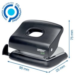 Rapid Hulapparat - Eco - kraftigt - 2 huller - op til 20 ark - sort