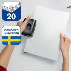 Rapid Hulapparat - Eco - kraftigt - 2 huller - op til 20 ark - sort