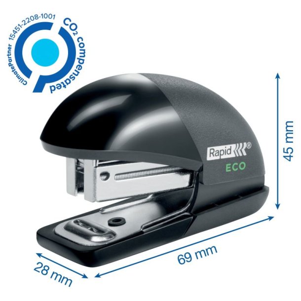 Rapid Fashion ECO mini hftemaskine i sort - til 10 ark