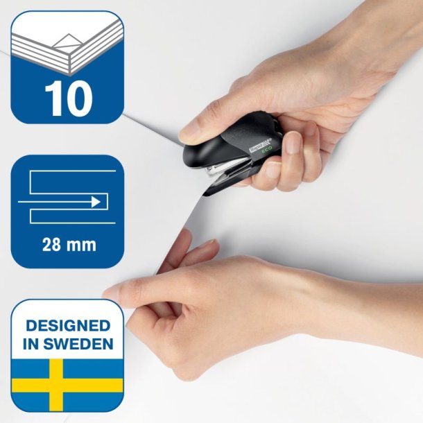 Rapid Fashion ECO mini hftemaskine i sort - til 10 ark