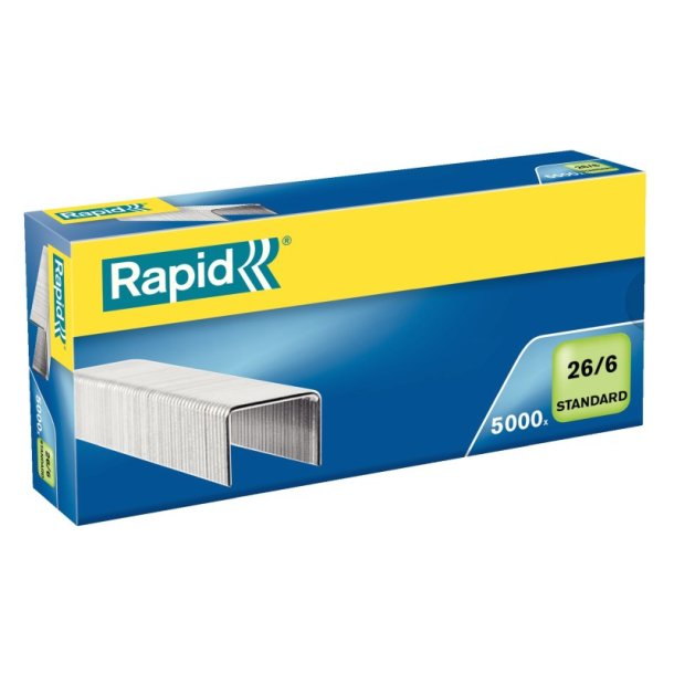 Rapid Hfteklammer - 26/6 - standard galvaniseret - hfter op til 20 ark - 5000 stk.