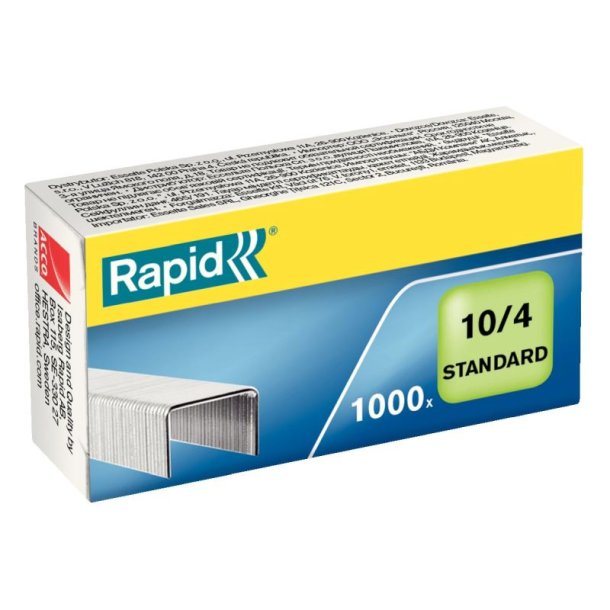 Rapid Hfteklammer - 10/4 - standard galvaniseret - hfter op til 10 ark - 1000 stk.