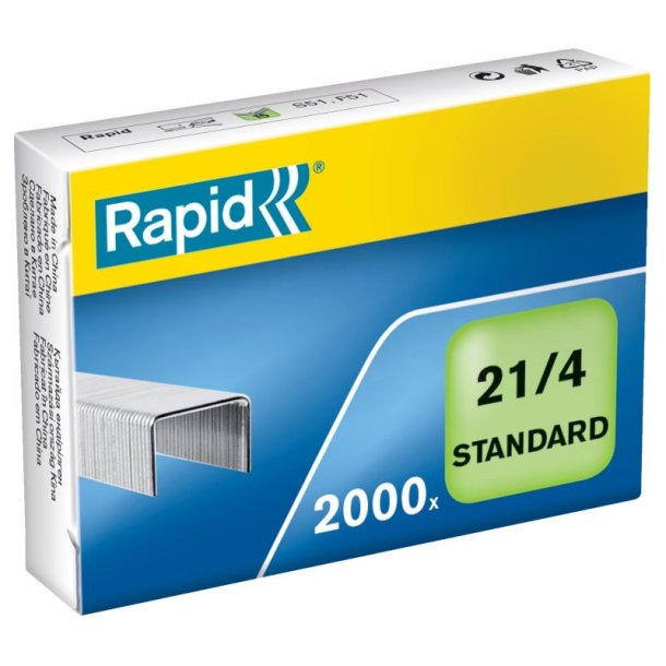 Rapid Hfteklammer - 21/4 - standard galvaniseret - hfter op til 15 ark - 2000 stk.