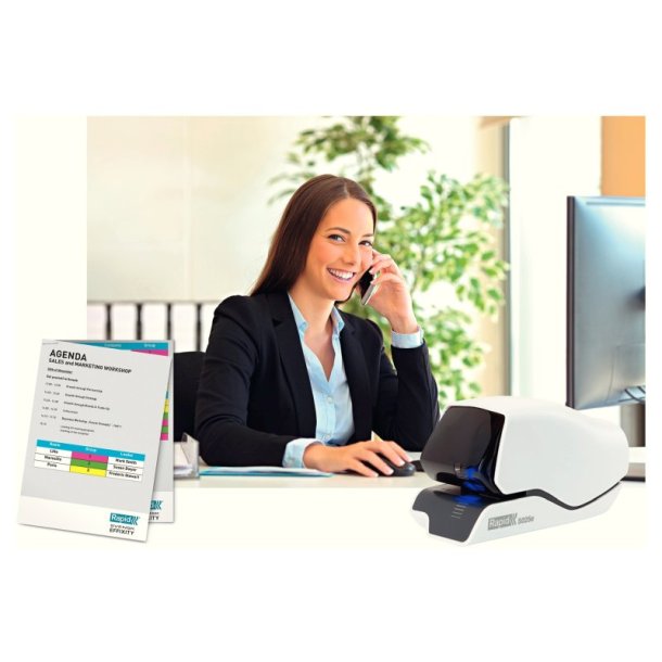 Rapid Hftemaskine 5025E - elektrisk - FC - LED guide - hvid