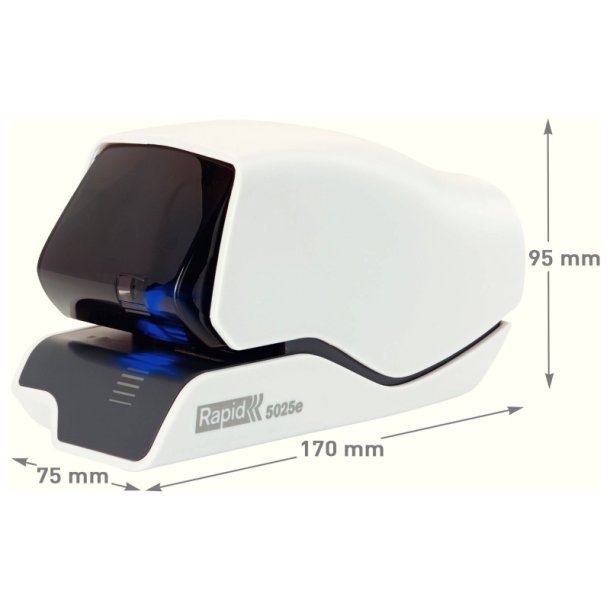Rapid Hftemaskine 5025E - elektrisk - FC - LED guide - hvid
