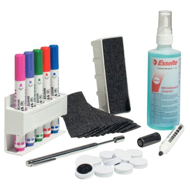 Esselte whiteboard starterst<br>6 markers - visker - magnet - rensespray - holder - pegepind