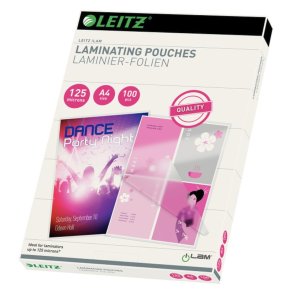 Leitz A4 Lamineringslommer - 125my Skinnende - Egnet til varmlaminering - 100 stk.