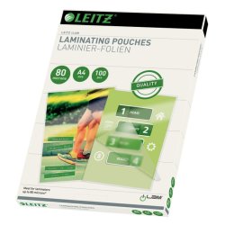 Leitz A4 Lamineringslommer - 80my Skinnende - Egnet til varmlaminering - 100 stk.