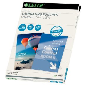 Leitz A4 Lamineringslommer - 100my Skinnende - Egnet til varmlaminering - 100 stk.