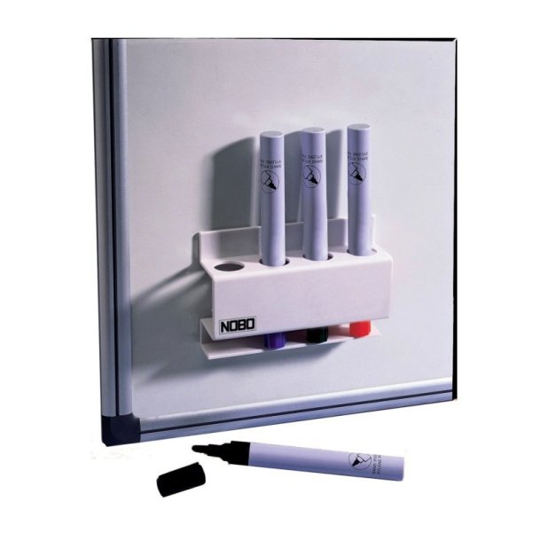 Nobo whiteboard Penneholder - magnetisk - til 4 penne - hvid