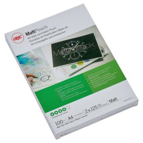 GBC A4 Lamineringslommer - 125 my matte Skrivbare - 100 stk