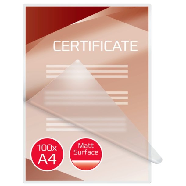 GBC A4 Lamineringslommer - 125 my matte Skrivbare - 100 stk