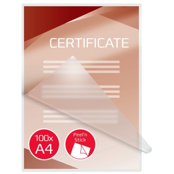 GBC A4 Lamineringslommer - 125 my skinnende selvklb - 100 stk