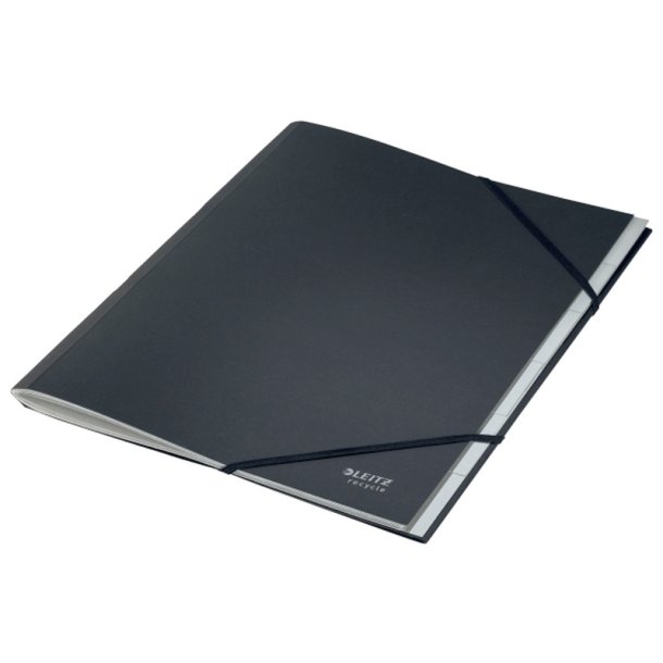 Leitz A4 Sorteringsmappe i sort - 6-delt - mappe i 100% recycled karton