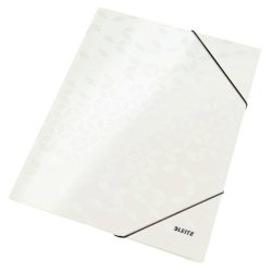 Leitz A4 3-klap mappe WOW - elastikmappe - 300g karton - hvid