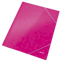 Leitz A4 3-klap mappe WOW - elastikmappe - 300g karton - pink
