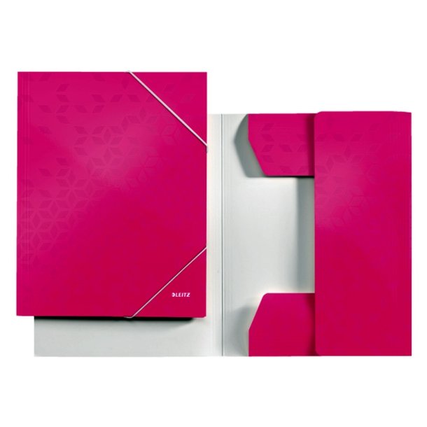 Leitz A4 3-klap mappe WOW - elastikmappe - 300g karton - pink