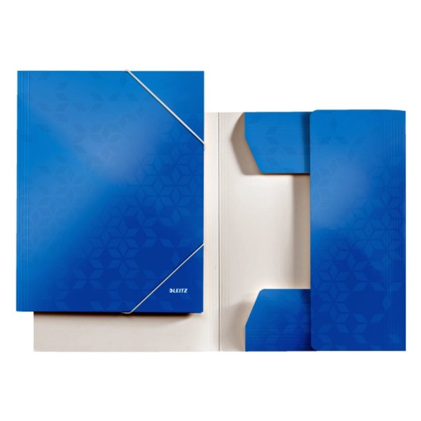 Leitz A4 3-klap mappe WOW - elastikmappe - 300g karton - bl