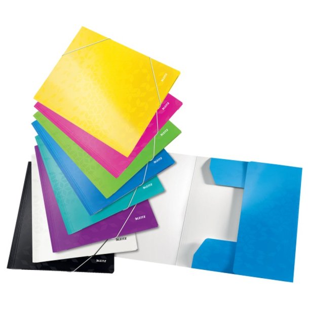 Leitz A4 3-klap mappe WOW - elastikmappe - 300g karton - lilla