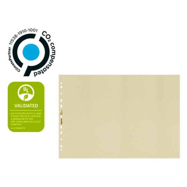 Leitz plastlommer A3 - 100my - 90% recycled - 25 stk. Liggende