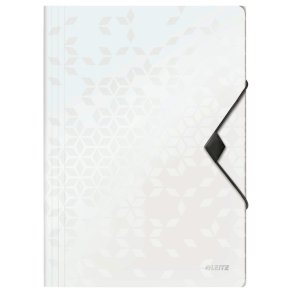 Leitz A4 3-klap mappe WOW - elastikmappe - PP - hvid