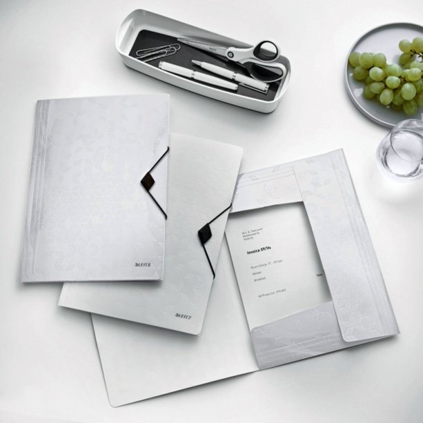 Leitz A4 3-klap mappe WOW - elastikmappe - PP - hvid