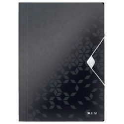 Leitz A4 3-klap mappe WOW - elastikmappe - PP - sort