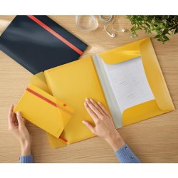 Leitz A4 3-klap mappe Cosy - elastikmappe - PP - varm gul