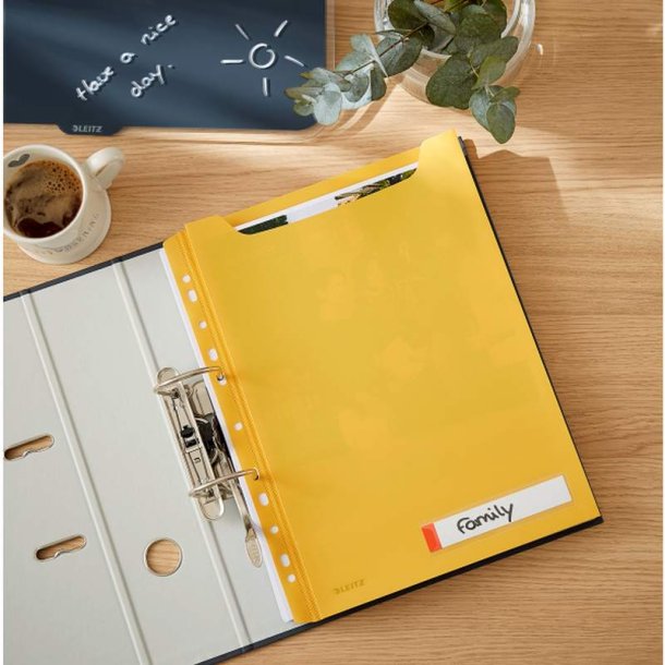 Leitz A4 Kataloglommer - 200my varm gul PP - 3 stk. sikkerhedslommer