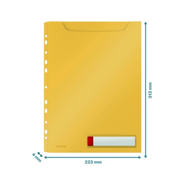 Leitz A4 Kataloglommer - 200my varm gul PP - 3 stk. sikkerhedslommer