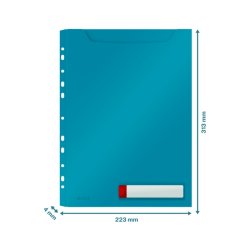 Leitz A4 Kataloglommer - 200my rolig bl PP - 3 stk. sikkerhedslommer