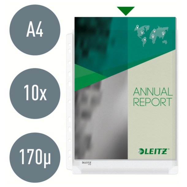 Leitz A4 Kataloglommer - 170my Bld klar PVC - 10 stk.