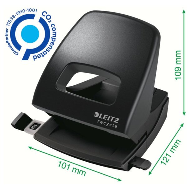 Leitz Hulapparat - recycled - 2 huller - op til 30 ark - sort