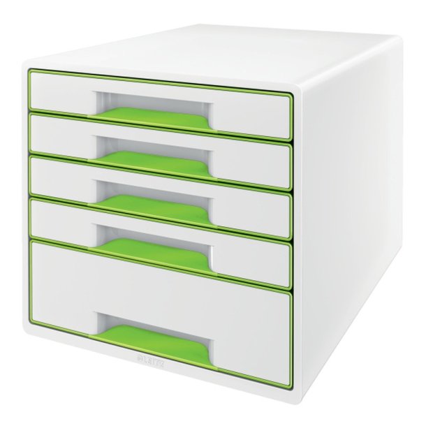 Leitz Skuffekabinet - Desk Cube WOW - 5-skuffer - hvid/grn