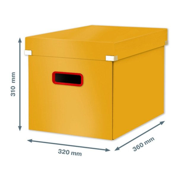 Leitz opbevaringsboks med lg - Click &amp; Store Cosy - Premium karton - S - 320x310x360mm - varm gul