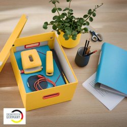 Leitz opbevaringsboks med lg - Click &amp; Store Cosy - Premium karton - M - 281x200x370mm - varm gul