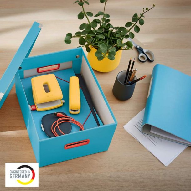 Leitz opbevaringsboks med lg - Click &amp; Store Cosy - Premium karton - M - 281x200x370mm - rolig bl